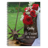 Rustige Rozen Cowboy Boots country Western Wedding Notitieboek (Voorkant)