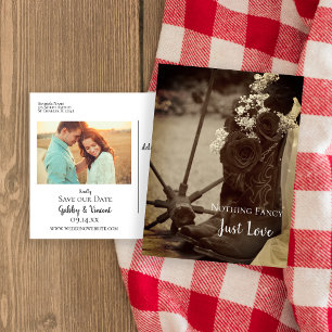 Rustige Rozen Cowboy Boots Save the Date Sepia Aankondigingskaart