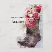 Rustige Rozen Cowboy Boots Waterverf Save the Date Aankondigingskaart (Voorkant)