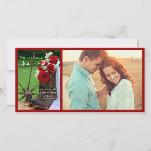 Rustige Rozen Cowboy Boots Wedding Save the Date (Voorkant)