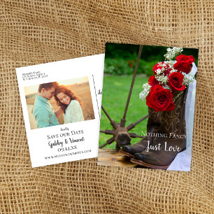 Rustige Rozen Cowboy Boots Wedding Save the Date Aankondigingskaart