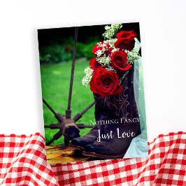 Rustige Rozen Cowboy Boots Wedding Save the Date Aankondigingskaart