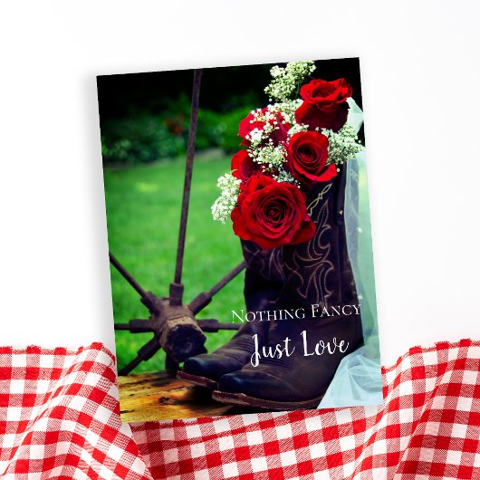 Rustige Rozen Cowboy Boots Wedding Save the Date Aankondigingskaart