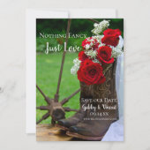 Rustige Rozen Cowboy Boots Wedding Save the Date Kaart (Voorkant)