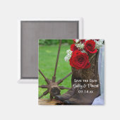 Rustige Rozen Cowboy Boots Wedding Save the Date Magneet (Voorkant / Achterkant)