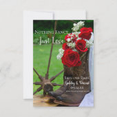 Rustige Rozen Cowboy Boots Western huwelijk Save The Date (Voorkant)