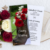 Rustige Rozen Cowboy Boots Western Wedding Program Programmakaart