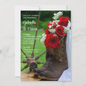 Rustige Rozen Cowboy Boots Westerne Engagement Par Kaart (Voorkant)