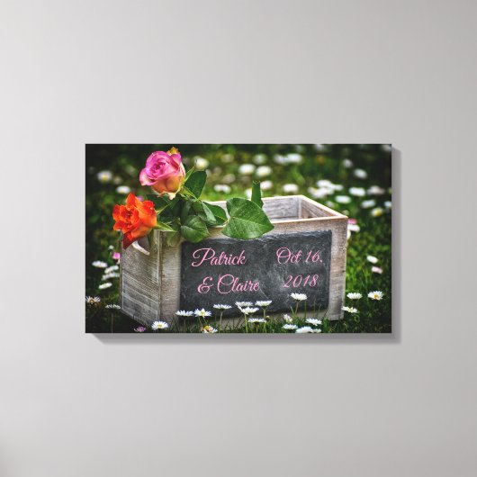 Rustige Rozen, Daisies, bruiloft, Jubileum Canvas Afdruk (Voorkant)