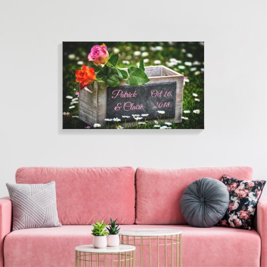Rustige Rozen, Daisies, bruiloft, Jubileum Canvas Afdruk (Insitu (Woonkamer))