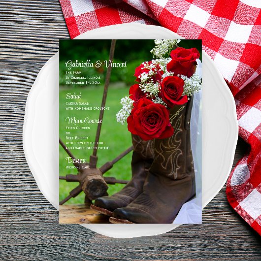 Rustige Rozen en Cowboy Boots Country Wedding Menu