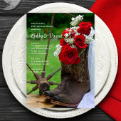 Rustige Rozen en Cowboy Boots Post Wedding Brunch Kaart