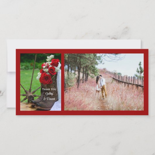 Rustige Rozen en Cowboy Boots Wedding Bedankt (Voorkant)
