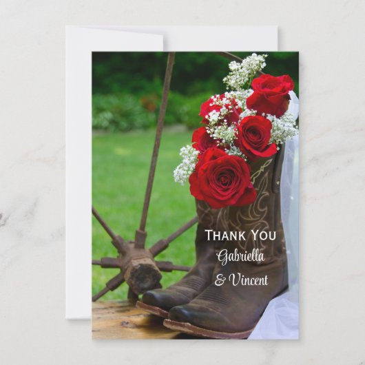 Rustige Rozen en Cowboy Boots Wedding Bedankt (Voorkant)
