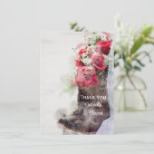 Rustige Rozen en Cowboy Boots Wedding Bedankt (Staand voorkant)