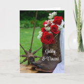 Rustige Rozen en Cowboy Boots Wedding Invitation (Voorkant)