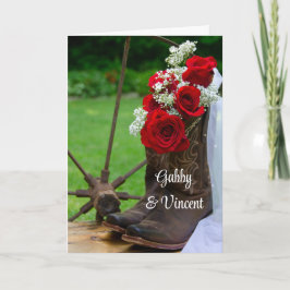 Rustige Rozen en Cowboy Boots Wedding Invitation