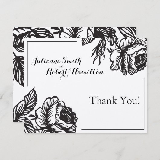 Rustige Rozen Floral bruiloft Bedankt kaarten (Voorkant / Achterkant)