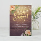 Rustige Rozen Floral String Light Baby shower Kaart (Staand voorkant)