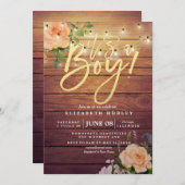 Rustige Rozen Floral String Light Baby shower Kaart (Voorkant / Achterkant)