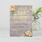 Rustige Rozen Floral String Light Baby shower Kaart (Staand voorkant)