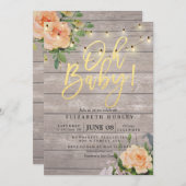 Rustige Rozen Floral String Light Baby shower Kaart (Voorkant / Achterkant)