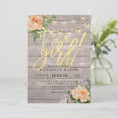 Rustige Rozen Floral String Light Baby shower Kaart (Staand voorkant)