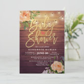 Rustige Rozen Floral String Light Baby shower Kaart (Staand voorkant)