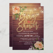 Rustige Rozen Floral String Light Baby shower Kaart (Voorkant / Achterkant)