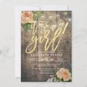 Rustige Rozen Floral String Light Baby shower Kaart (Voorkant)