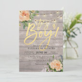 Rustige Rozen Floral String Light Baby shower Kaart (Staand voorkant)
