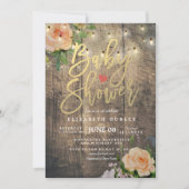 Rustige Rozen Floral String Light Baby shower Kaart (Voorkant)