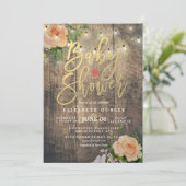 Rustige Rozen Floral String Light Baby shower Kaart (Staand voorkant)