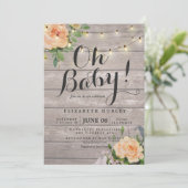 Rustige Rozen Floral String Light Baby shower Kaart (Staand voorkant)