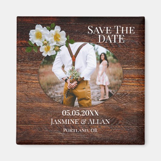 Rustige Rozen Foto opslaan Datum Magnet (Voorkant)