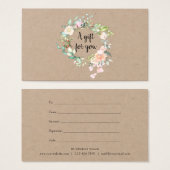 Rustige Rozen Garland Gift Certificate Visitekaartje (Voorkant /achterkant)
