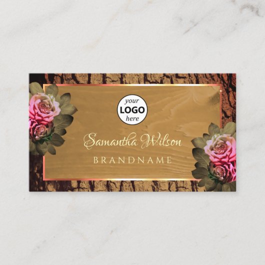 Rustige Rozen Logo van houtbomen Visitekaartje (Voorkant)
