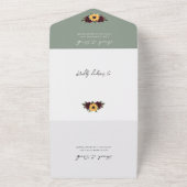 Rustige Rozen met zonnebloem met RSVP-huwelijk All In One Uitnodiging (Buitenkant)