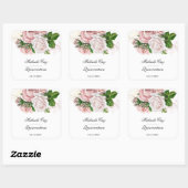 Rustige rozen op wit quinceaneraplein vierkante sticker (Vel)