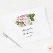Rustige rozen op wit quinceaneraplein vierkante sticker (Envelop)