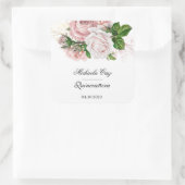 Rustige rozen op wit quinceaneraplein vierkante sticker (Tas)