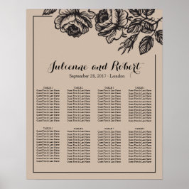 Rustige Rozen - Poster van de Floral Wedding Seati