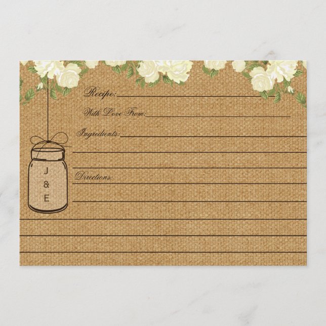 Rustige Rozen receptkaarten voor vrijgezellenfeest (Voorkant)