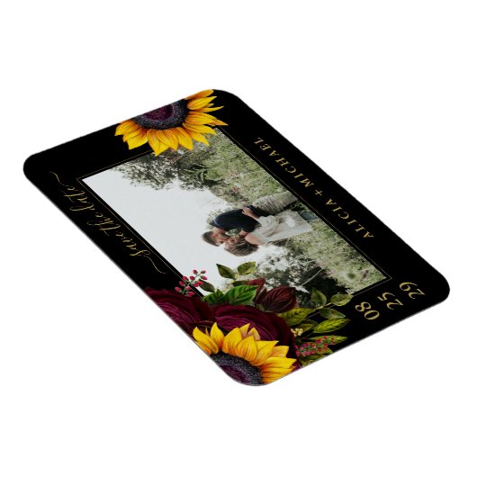 Rustige rozen script op de bewaardatum bruiloft magneet (Rechterzijde)