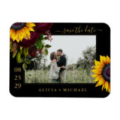 Rustige rozen script op de bewaardatum bruiloft magneet (Horizontaal)