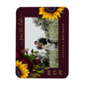 Rustige rozen script op de bewaardatum bruiloft magneet (Verticaal)