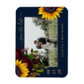 Rustige rozen script op de bewaardatum bruiloft magneet (Verticaal)