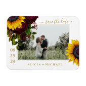 Rustige rozen script op de bewaardatum bruiloft magneet (Horizontaal)