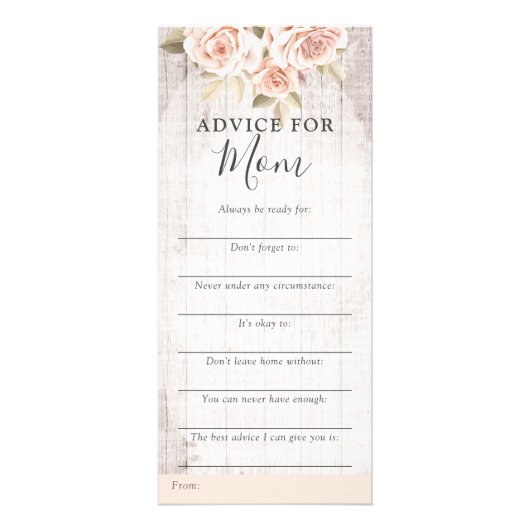 Rustige Rozen Shabby Baby shower Advice Game Card Reclamekaart (Voorkant)