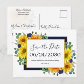 Rustige Rozen van de Zonnebloem Wedden sparen de D Aankondigingskaart (Voorkant / Achterkant)